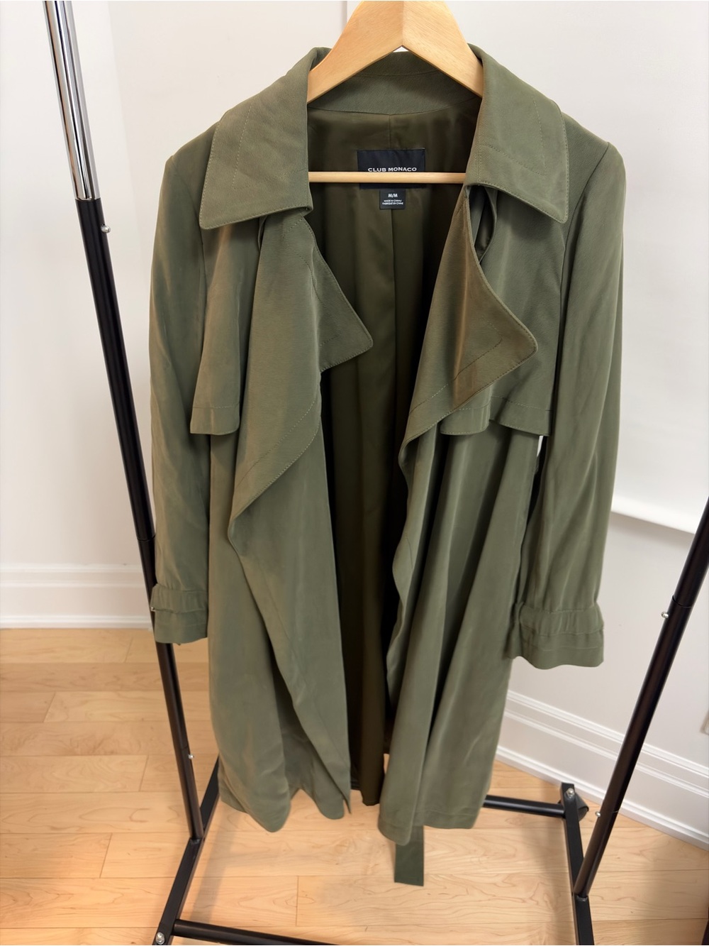 Club Monaco Olive Draped Trench Coat